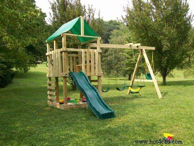 This is an easy construction project with simple materials for a playset and large sandbox. Free Wooden Swing Set Plans - How To build DIY Woodworking ...
