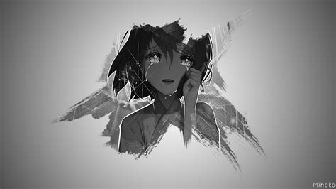 Crying Anime Short Hair Monochrome Anime Girls Hd Wallpaper Rare Gallery