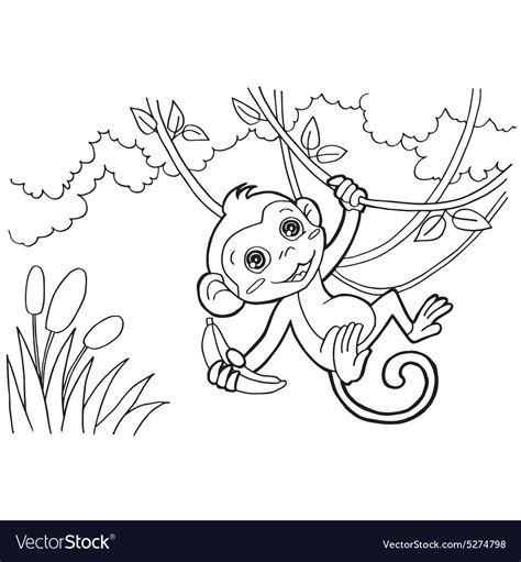 With the following unique, printable. Monkey cartoon coloring pages Royalty Free Vector Image