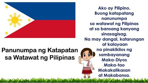 Panunumpa Ng Katapatan Sa Watawat Ng Pilipinas I Panatang Makabayan