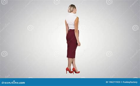 Woman Putting Her Hands On Her Hips On Gradient Background Stock Image Image Of Gradient