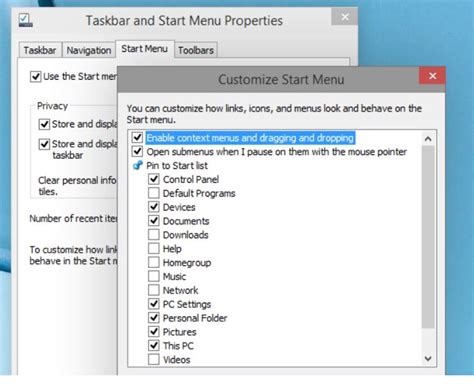 Taskbar And Start Menu Properties In Windows 10 Microsoft Community