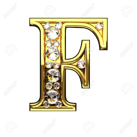 F Isolated Golden Letters With Diamonds On White Stock Photo 54003170