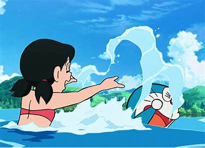 Doraemon Shizuka Gifs Anime Playing Gerak Gambar