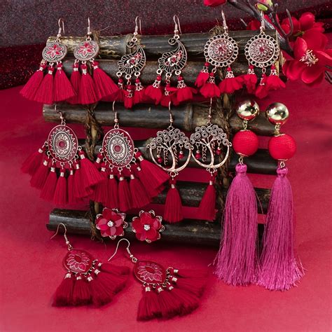 Boho Red Series Women S Drop Dangle Earrings Multi Style Vintage Ear