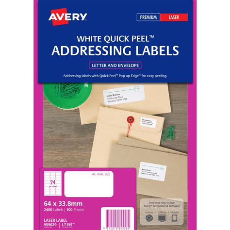 Look out for tables which match numbers per page to the appropriate code. Avery Laser Address Labels White 100 Sheets 24 Per Page | Officeworks