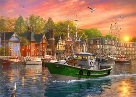 Sunset Harbour Poster Print By Dominic Davidson 18 X 9