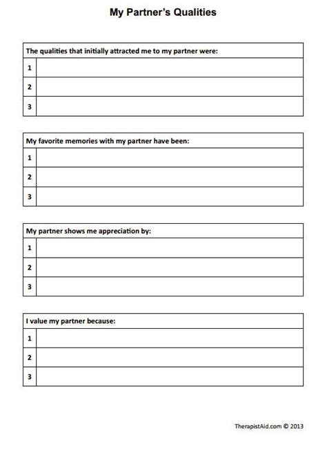 Imago Couples Therapy Worksheet