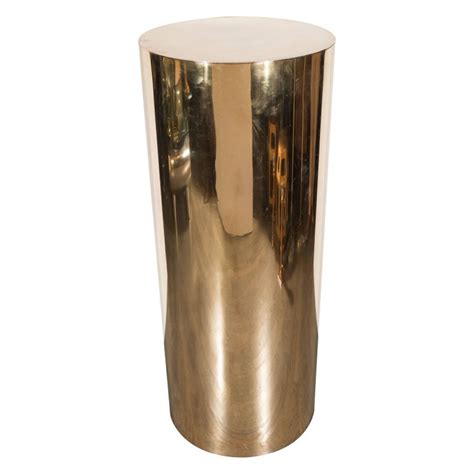 Sleek Mid Century Modern Cylindrical Brass Pedestal At 1stdibs