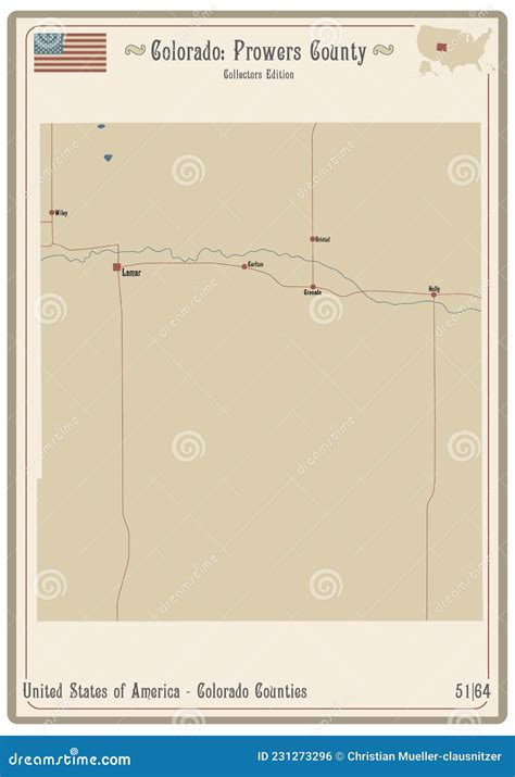 Mappa Della Contea Di Prowers A Colorado Illustrazione Vettoriale