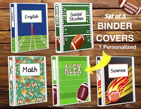 Printable Binder Covers 1 Personalized Binder Cover Football Etsy