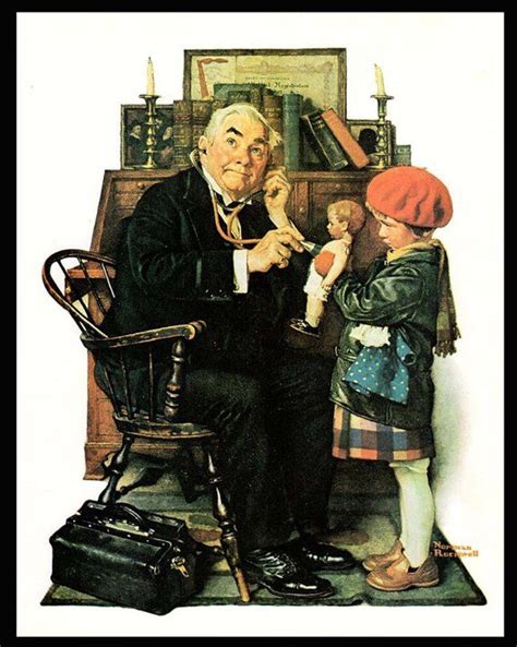Norman Rockwell Art Print Toy Doll Girl Visiting The Doctor 1978 Dolly