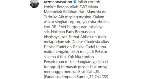 Denise Chariesta Dan Farhat Abbas Kini Berseteru Razman Nasution