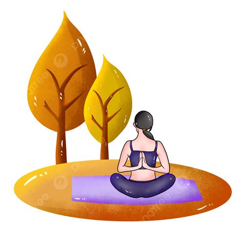 Girl Doing Yoga Png Image Cartoon Illustration Girl Doing Yoga In Wind