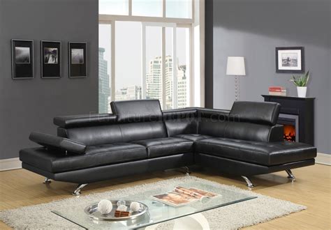 U9782 Sectional Sofa In Black Bonded Leather By Global