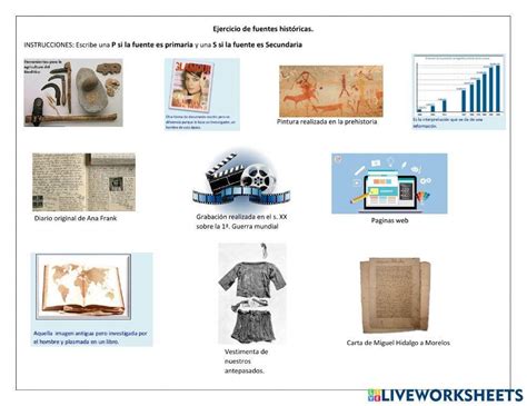 Fuentes Históricas Interactive Activity For 1° Live Worksheets