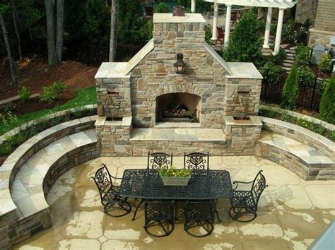 Outdoor Living Homearama Stone Fireplace And Seating Walls Craftsman