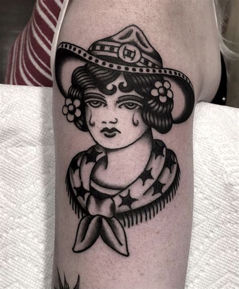 Traditional Tattoo Woman With Sombrero