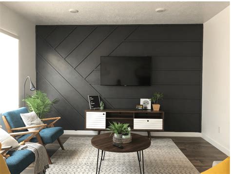 Modern Board And Batten Accent Wall For Living Room Modern Living