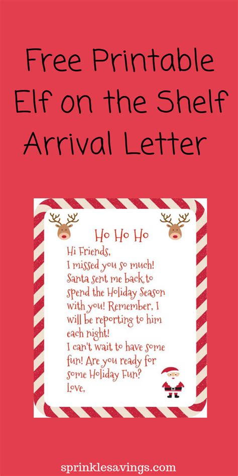 Free Printable Elf On The Shelf Arrival Letter Template Printable