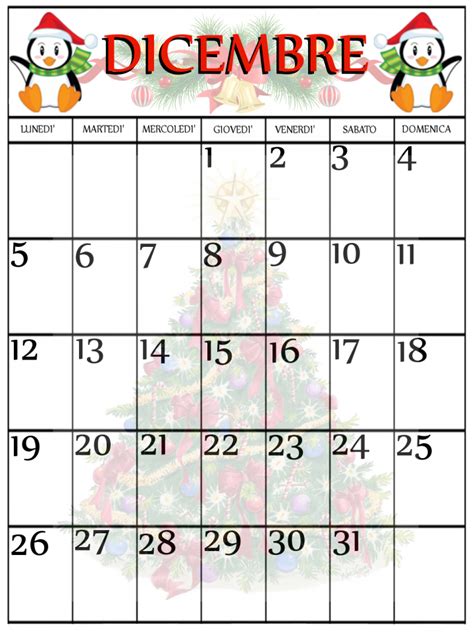 Calendari Da Stampare Dicembre Mamma E Casalinga