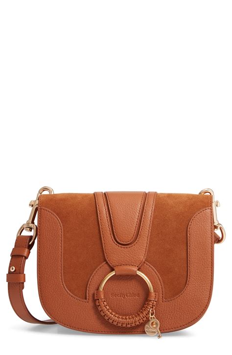 Lyst See By Chloé Hana Suede And Leather Shoulder Bag In Natural
