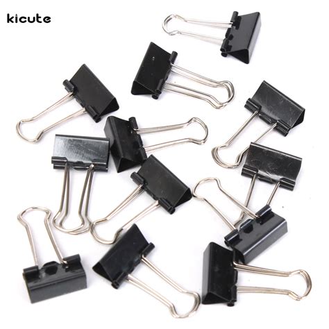 12x 19mm Black Metal Binder Clips Paper Letter Document Grip Clamps