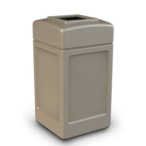 Commercial Zone® Polytec Series 42 Gallon Square Waste Container Beige