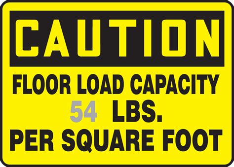 Floor Load Capacity Lbs Square Ft Semi Custom Osha Caution Safety Sign