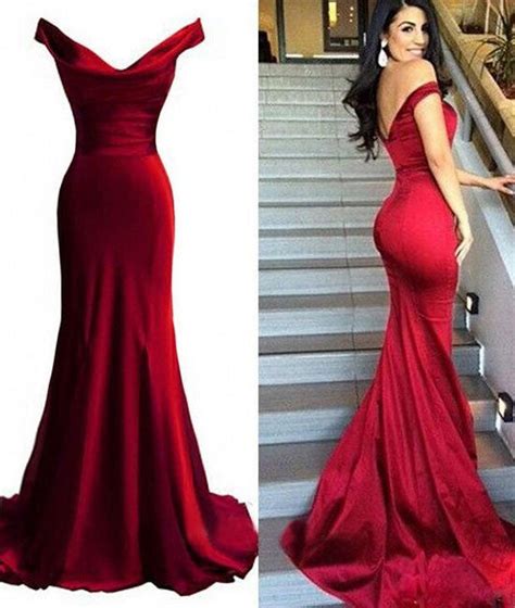 Off Shoulder Mermaid Red Prom Dresses Red Formal Dresses Red Evening