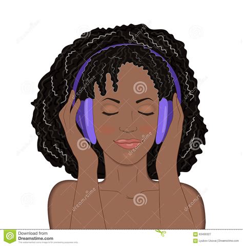 African Girl With Eyes Closed And A Smile Listening To