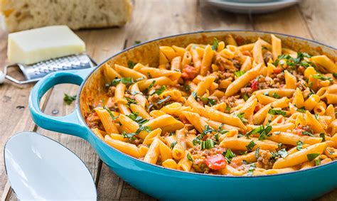 Penne With Sausage Spicy Cream Tomato Sauce Recipe Owens Sausage