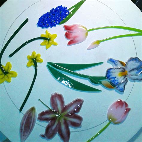 Custom Spring Flowers Bowl Fused Glass Flower Bowl Glass