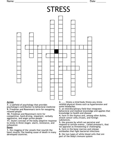 Coping With Stress Crossword Wordmint