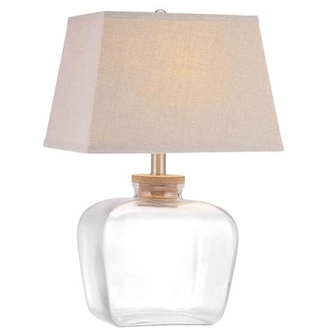 Glass lamps are really cool. DSI Fillable 20.25 in. Clear Glass Table Lamp with Linen ...