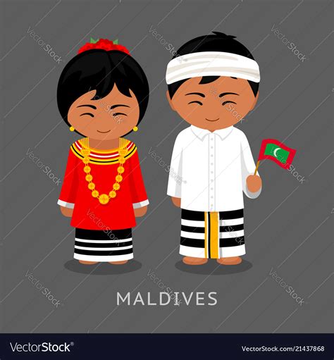 Maldives In National Dress With A Flag Royalty Free Vector