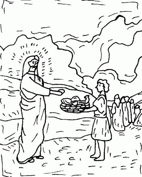 jesus feeding 5000 coloring page coloring home