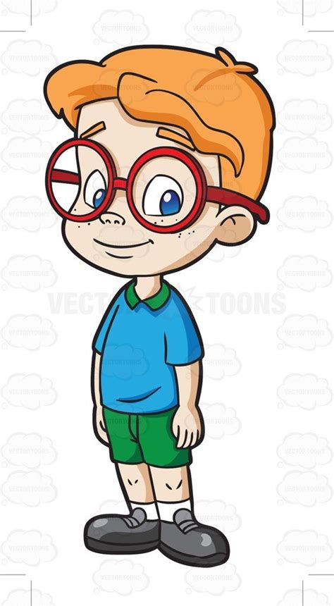 A Male Kindergarten Student Looking Nerdy And Smart Boy Cartoon