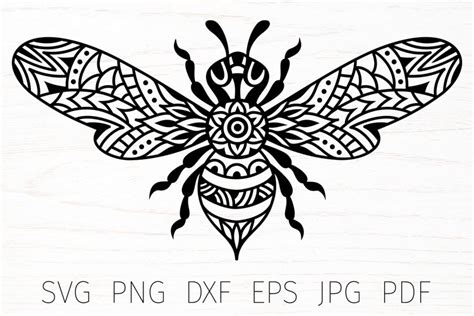 Bee svg, bee mandala svg, zentangle bee cut file, (1357899) | Cut Files