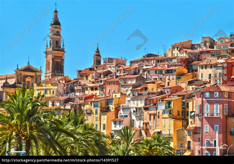 Old Town Architecture Of Menton On French Riviera Stock Photo