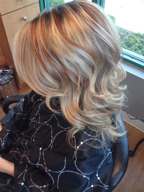 Blonde With Copper Highlights Curls Copper Blonde Hair Color Cool