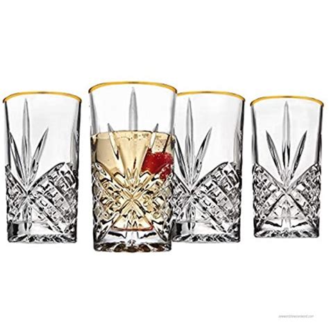 Godinger Highball Drinking Glasses Cups Gold Band Dublin Set Of 4 Home And Kitchen B00i0lff6k