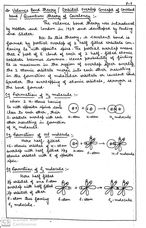 Chemical Bonding And Molecular Structure Handwritten Notes For 11th