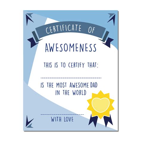 Canvas Or Print Certificate Of Awesomeness For Dad Print Fathers Da