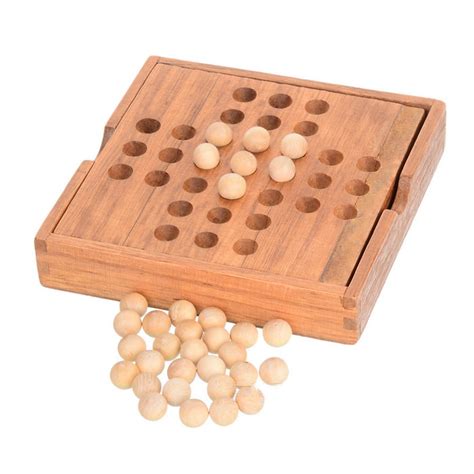 Wooden Marble Solitaire Game Wooden Brain Teaser Game