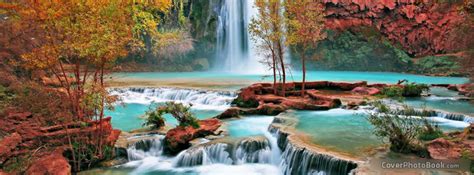 Beautiful Colored Waterfall Facebook Cover Nature