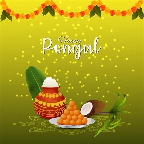Premium Vector Happy Pongal Greeting Card Design