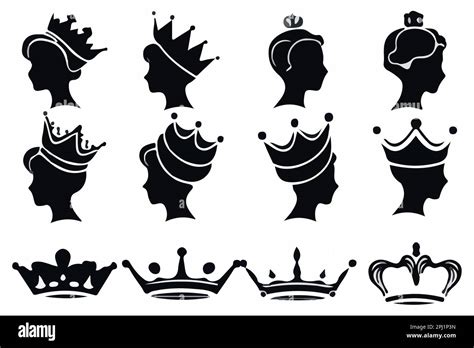 silhouettes queen crowns set illustration vector design collection stock vector image and art alamy
