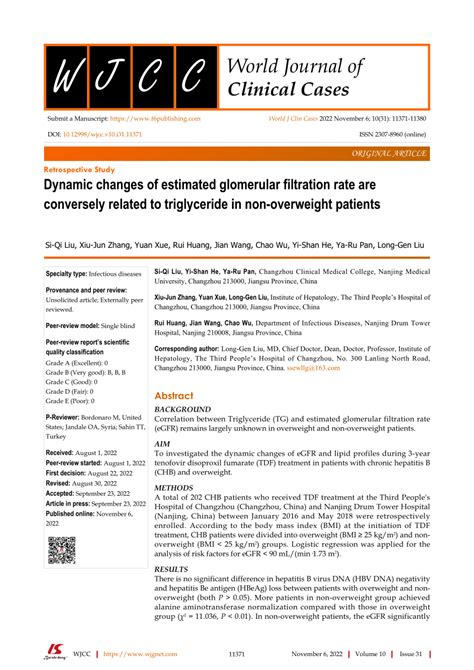 PDF Dynamic Changes Of Estimated Glomerular Filtration Rate Are