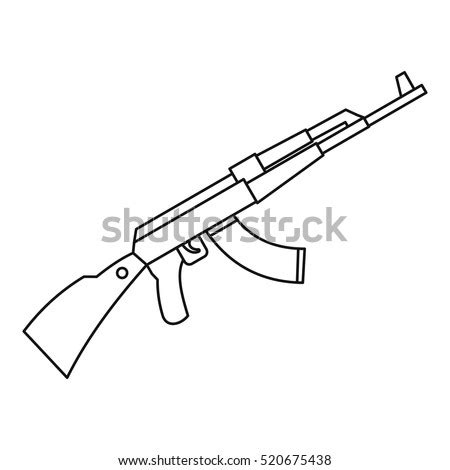 How to draw a cartoon gun. Kalashnikov Ak 47 Machine Icon Outline Stock Vector ...